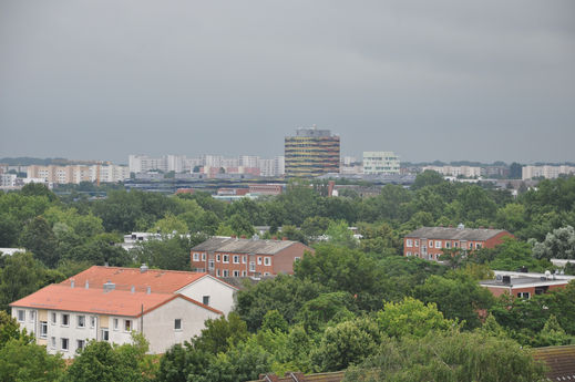 Panorama bei grauem Himmel ber Wilhelmsburg